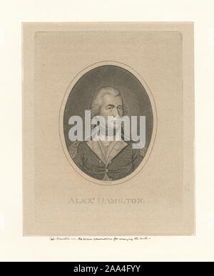 Engraved portrait of Alexander Hamilton, a Founding Father of the ...