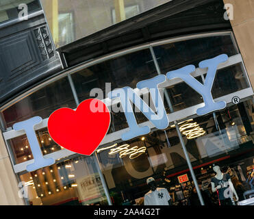 I Love New York gift shop sign, Times Square, Manhattan, New York, USA Stock Photo