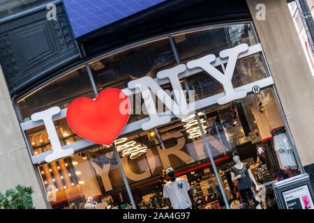 I Love New York gift shop sign, Times Square, Manhattan, New York, USA Stock Photo