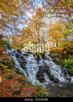 The Cascade Waterfall, Windsor Great Park, Virginia Water, Surrey, England, UK, GB. Stock Photo