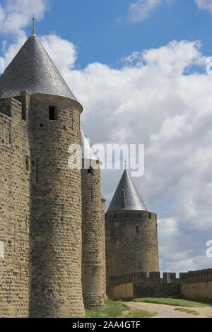 Cite de Carcassonne is a medieval citadel located in the French city of Carcassonne. Comtal castle Stock Photo