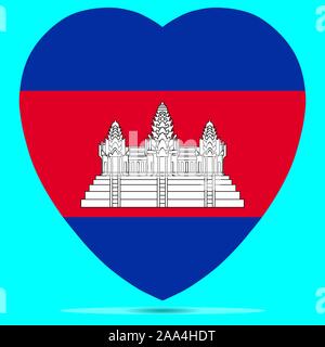 Cambodia Flag In Heart Shape Vector illustration Eps 10. Stock Vector