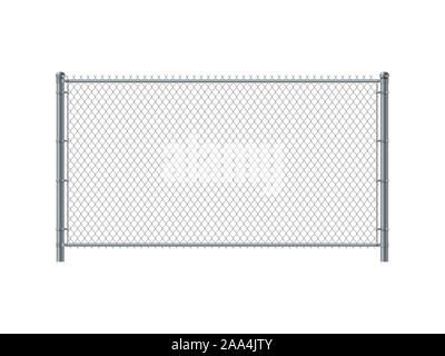 Chain link fence panel. Metal Wire Fence. Stock Vector