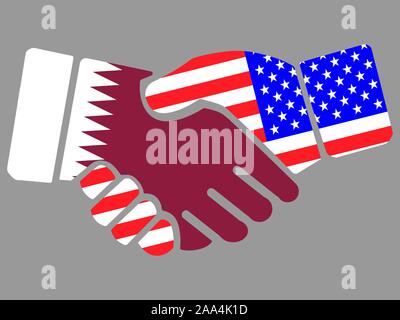 Qatar and USA flags Handshake vector illustration Eps 10 Stock Vector