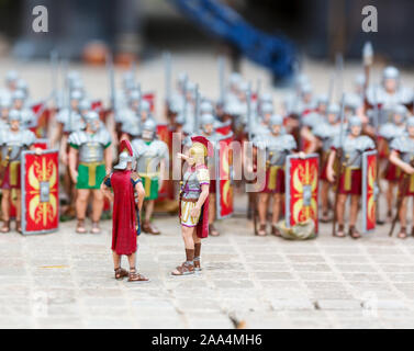 The army of roman soldiers, war miniature scene Stock Photo