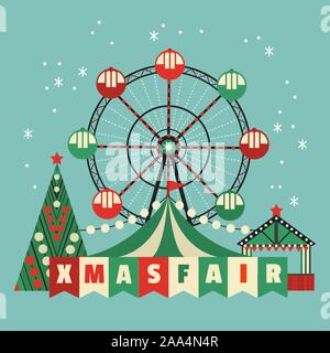 Christmas Fest flat color vector poster Stock Vector