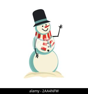 Cute snowman vector icon isolated on white Stock Vector
