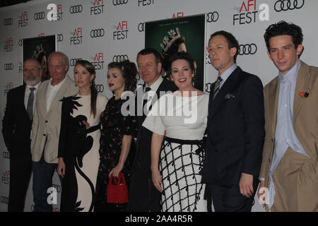 Charles Dance, Erin Doherty, Helena Bonham Carter, Peter Morgan, Olivia Colman, Tobias Menzies, Josh O'Connor 11/16/2019 AFI Fest 2019 Gala Screening 'The Crown' held at the TCL Chinese Theater in Los Angeles, CA Photo by Izumi Hasegawa/HollywoodNewsWire.co Photo via Credit: Newscom/Alamy Live News