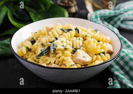 Download Fusilli pasta with a creamy sauce with chicken meat ... Yellowimages Mockups