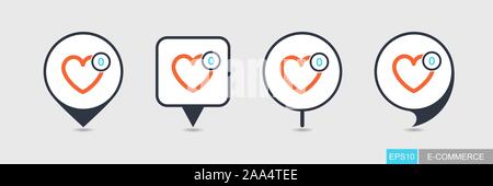 Favorites pin map icon. E-commerce sign. Map pointer. Map markers. Destination vector icon Stock Vector