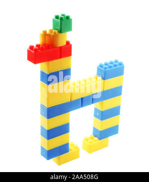 Plastic building blocks toys isolated on white background Stock Photo ...