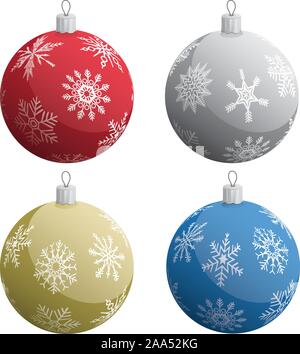 Realistic Christmas Tree Ornaments Set Isolated Vector Illustration Stock Vector