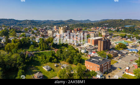 Aerial View Downtown Metro Area in and around Clarksburg WV USA Stock Photo