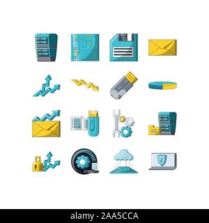digital and technology icon set pack, High Quality variety symbols Vector illustration Stock Vector