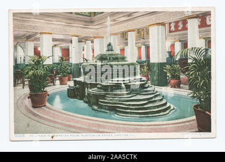 Became Detroit Publishing Company. New imprint with artist's pallet trademark. Included images with dates prior to 1906.; Auditorium Annex, Fountain in Pompeiian Room, Chicago Ill. Stock Photo