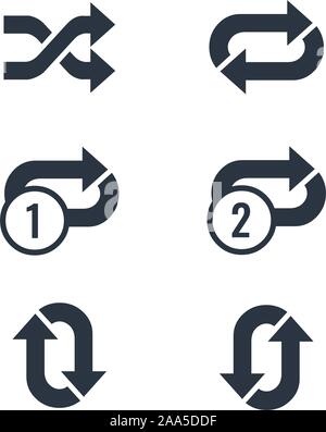 Repeat and Shuffle multimedia player Icon set. Stock Vector illustration isolated on white background. Stock Vector