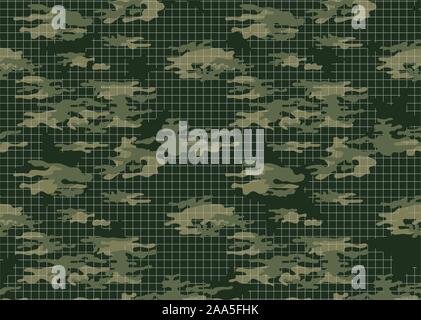 Camouflage pattern, army clothing, soldier uniform background, military materials. - Vector Stock Vector