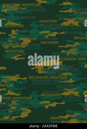 Camouflage pattern, army clothing, soldier uniform background, military materials. - Vector Stock Vector