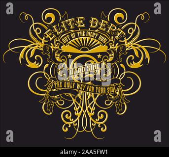 Golden textured curls. Oriental style arabesques. Brilliant lace, stylized flowers. Openwork weaving delicate, golden background. - Vector Stock Vector