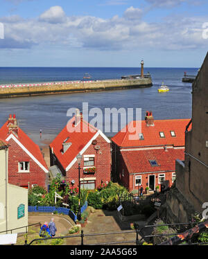 The view from part way up Church Steps, Whitby. Stock Photo