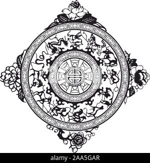 Traditional, ethnic pattern isolated on white background. Decorative monochrome motif. - vector Stock Vector