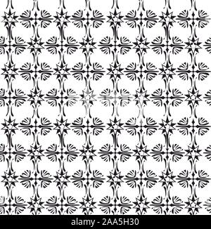 Abstract vector seamless pattern, black shapes on white background. - Vector Stock Vector