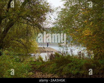 fisherman at the river rhine in germany Stock Photo