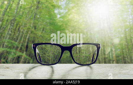 Glasses that correct eyesight from blurred to sharp Stock Photo