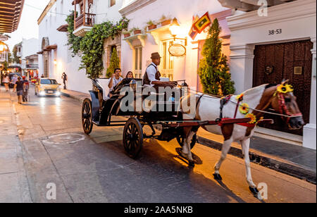 Horse Drawn Carriage in Cartagena Colombia Stock Photo