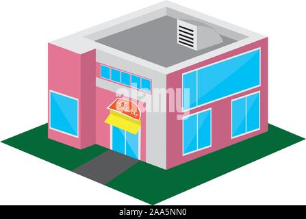 Isolated 3D ice cream shop building - Vector Stock Vector