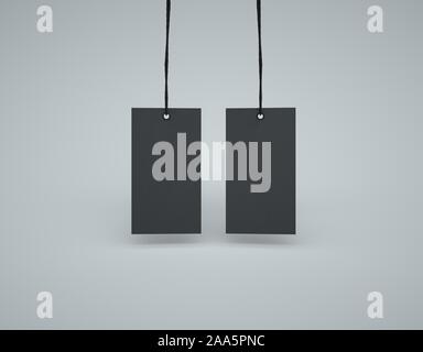 Cardboard tag mockup on gray background. Side view Stock Photo - Alamy
