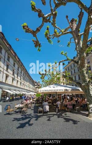 Switzerland, Geneva, Place du Molard, cafe, restaurant Stock Photo