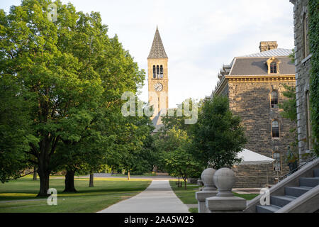 July 13, 2019, Cornell University, Ithaca, New York. Mcgraw Clock Tower Stock Photo