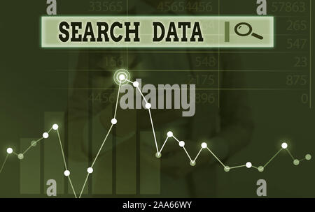 Handwriting text writing Search Data. Conceptual photo efficient retrieval of specific items from a set of items Stock Photo