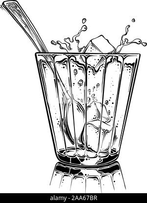 Sketch of glass cup with spoon Royalty Free Vector Image