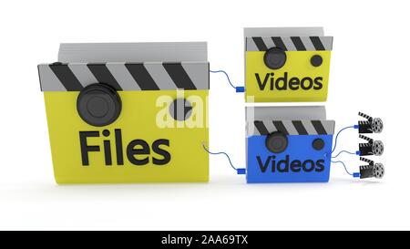 The concept of the video folder MainFolder, 3d render Stock Photo