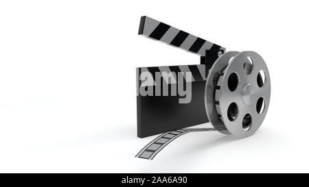 Cinema concept symbol objects, right view 3d render Stock Photo