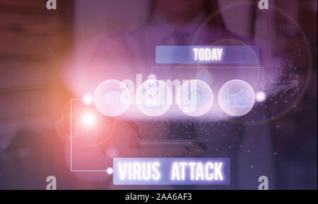 Handwriting text writing Virus Attack. Conceptual photo malicious program that perform actions unauthorized by the user Stock Photo