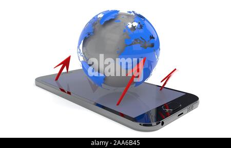 Touchscreen Smartphone connecting to the world concept. Texture from ...