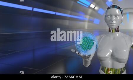 Robot technology energy concept, 3d render Stock Photo
