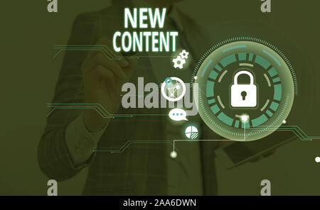 Handwriting text New Content. Conceptual photo fresh valuable and relevant information or context of a document Stock Photo
