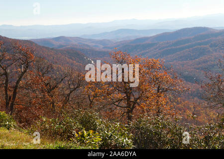 Scenic Appalachian Mountain vista breathtakingly saturated in autumn colors Stock Photo