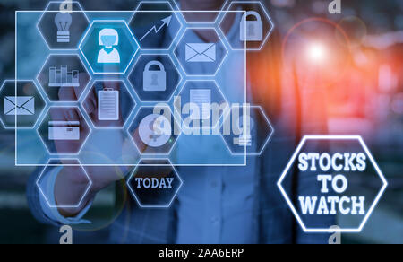 Text sign showing Stocks To Watch. Business photo showcasing being ...
