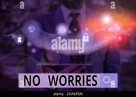 Writing note showing No Worries. Business concept for an expression used to say that everything is all right Stock Photo