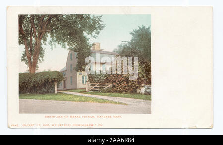 1902-1903. Transitioned to full-size illustration, when postal regulations permitted address and message together on reverse.; Birthplace of Israel Putnam, Danvers, Mass. Stock Photo