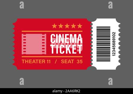 red cinema tickets icon vector illustration designed in the flat style. Stock Vector