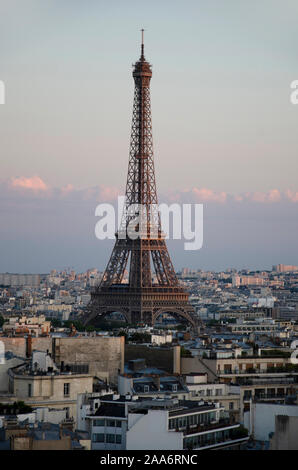 Eiffel Tower seen from Arc de Triomphe, Paris, France, Europe Stock Photo