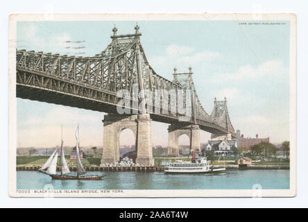 Continued the 14000 series. 70000 series issued with large gaps in numbering, may account for some unnumbered cards.; Blackwell's Island Bridge, New York, N. Y. Stock Photo