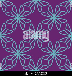 Geometric flower simple cutout purple and blue vector repeat surface pattern design Stock Vector