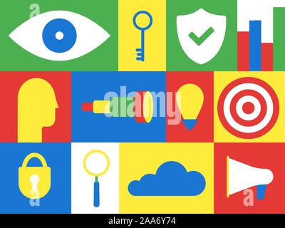 Leadership concept template, wallpaper or pattern flat style design vector illustration with leader symbols. Business wallpaper or cover about leaders Stock Vector